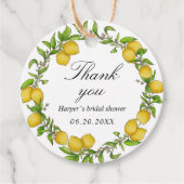 Aquarellfarben Zitronen grüner Hintergrund Danke f Geschenkanhänger (Vorderseite)