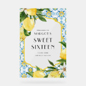 Aquarellfarben Zitronen Mediterranes Süß 16 Party Acrylschild (Vorderseite)