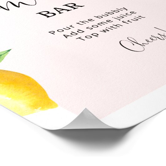 Aquarellfarben-Zitronen, rosa Mama-osa-Bar Poster (Ecke)