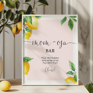 Aquarellfarben-Zitronen, rosa Mama-osa-Bar Poster
