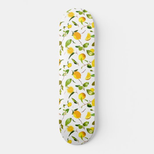 Aquarellfarben - Zitronen und Blätter 16 Skateboard (Vorderseite)