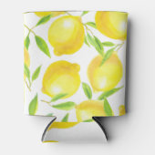 Aquarellfarben Zitronen und Blätter: Muster. Dosenkühler (Vorderseite)