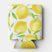 Aquarellfarben Zitronen und Blätter: Muster. Dosenkühler (Rückseite)