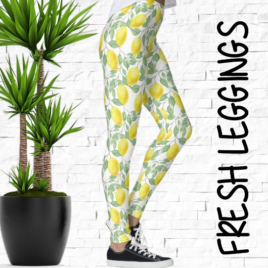 Aquarellfarben Zitronenbaum und Blätter Zitronenmu Leggings