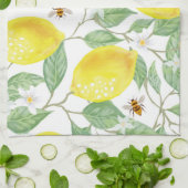 Aquarellfarben Zitronenfrüchte, Zitronenblüten und Geschirrtuch (Gefaltet)