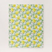 Aquarellfarben Zitronenfrüchte, Zitronenblüten und Puzzle (Vertikal)