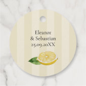 Aquarellfarben Zitronengelbe Zitrusfrüchte Rustika Geschenkanhänger (Rückseite)