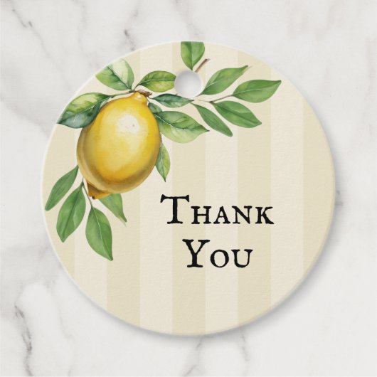 Aquarellfarben Zitronengelbe Zitrusfrüchte Rustika Geschenkanhänger (Vorderseite)