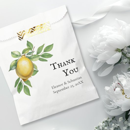 Aquarellfarben Zitronengelbe Zitrusfrüchte Rustika Geschenktütchen