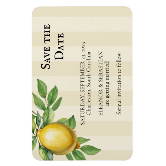 Aquarellfarben Zitronengelbe Zitrusfrüchte Rustika Magnet (Vertikal)