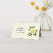 Aquarellfarben Zitronengelbe Zitrusfrüchte Rustika Platzkarte (Rückseite)