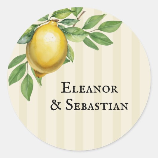 Aquarellfarben Zitronengelbe Zitrusfrüchte Rustika Runder Aufkleber (Vorderseite)