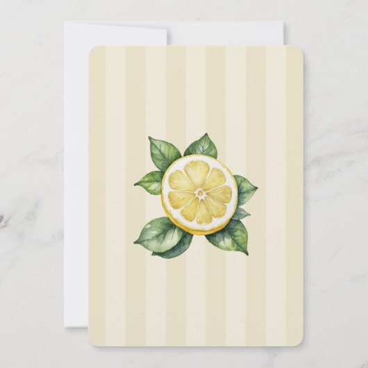 Aquarellfarben Zitronengelbe Zitrusfrüchte Rustika Save The Date (Rückseite)