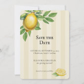 Aquarellfarben Zitronengelbe Zitrusfrüchte Rustika Save The Date (Vorderseite)