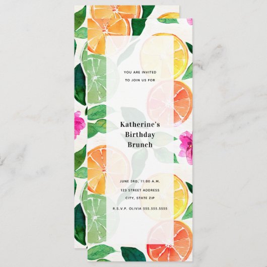 Aquarellfarben Zitrus Lemon Limones Blumengenerisc Einladung (Vorne/Hinten)