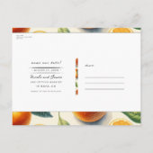 Aquarellfarben Zitrus Orange Blätter Save the Date Ankündigungspostkarte (Rückseite)