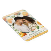 Aquarellfarben Zitrus Orange Blätter Save the Date Magnet (Rechte Seite)