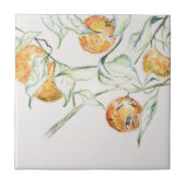 Aquarellfarben Zitrusfrüchte Clementine Süsse Fliese (Vorderseite)