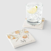 Aquarellfarben Zitrusfrüchte Clementine Süsse Mono Steinuntersetzer (Seitenansicht)