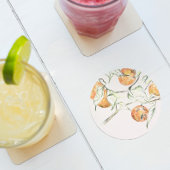 Aquarellfarben Zitrusfrüchte Clementine Süsse Runder Pappuntersetzer