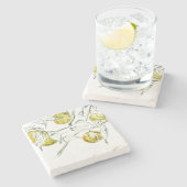 Aquarellfarben Zitrusfrüchte Clementine Süsse Steinuntersetzer (Seitenansicht)