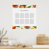 Aquarellfarben Zitrusfrüchte Orange-Blätter Seekar Poster (Küche)