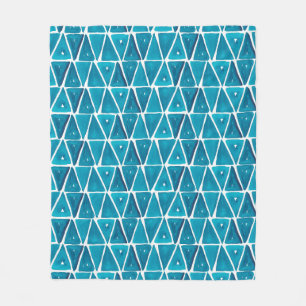 Aquarellfarbene abstrakte blaue Dreiecke nahtlose Fleecedecke