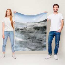 Aquarellfarbene Abstrakte Küstenstrich Rocky Beach Fleecedecke