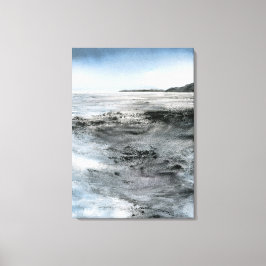 Aquarellfarbene Abstrakte Küstenstrich Rocky Beach Leinwanddruck