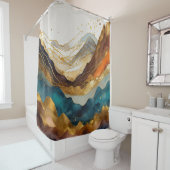 Aquarellfarbene Abstrakte Landschaftsmalerei Gold Duschvorhang (Beispiel)