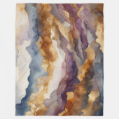Aquarellfarbene Abstrakte Landschaftsmalerei Gold Fleecedecke (Vorderseite)