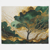 Aquarellfarbene Abstrakte Landschaftsmalerei Gold Fleecedecke (Vorderseite (Horizontal))