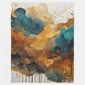 Aquarellfarbene Abstrakte Landschaftsmalerei Gold Fleecedecke (Vorderseite)