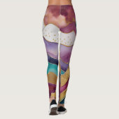 Aquarellfarbene Abstrakte Landschaftsmalerei Gold Leggings (Rückseite)