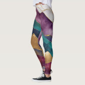 Aquarellfarbene Abstrakte Landschaftsmalerei Gold Leggings (Links)