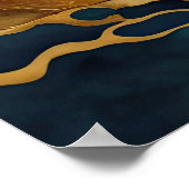 Aquarellfarbene Abstrakte Landschaftsmalerei Gold Poster (Ecke)