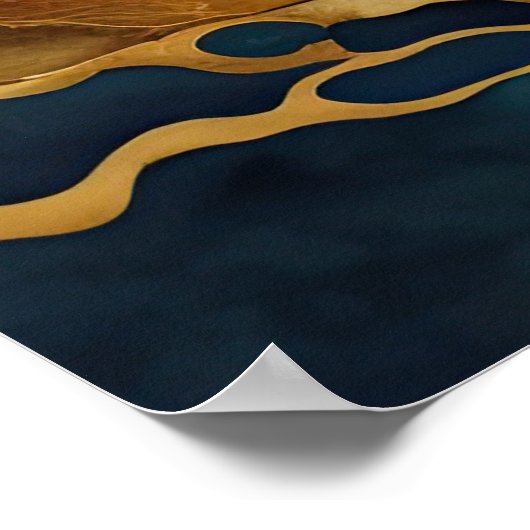 Aquarellfarbene Abstrakte Landschaftsmalerei Gold  Poster (Ecke)