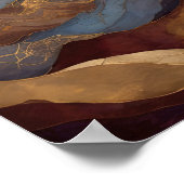 Aquarellfarbene Abstrakte Landschaftsmalerei Gold Poster (Ecke)