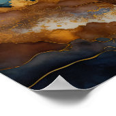 Aquarellfarbene Abstrakte Landschaftsmalerei Gold  Poster (Ecke)