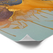 Aquarellfarbene Abstrakte Landschaftsmalerei Gold Poster (Ecke)