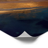 Aquarellfarbene Abstrakte Landschaftsmalerei Gold Poster (Ecke)