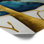 Aquarellfarbene Abstrakte Landschaftsmalerei Gold  Poster (Ecke)