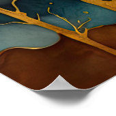 Aquarellfarbene Abstrakte Landschaftsmalerei Gold Poster (Ecke)