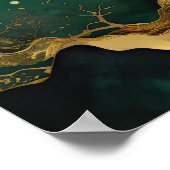 Aquarellfarbene Abstrakte Landschaftsmalerei Gold Poster (Ecke)