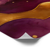 Aquarellfarbene Abstrakte Landschaftsmalerei Gold  Poster (Ecke)