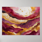 Aquarellfarbene Abstrakte Landschaftsmalerei Gold Poster (Vorne)