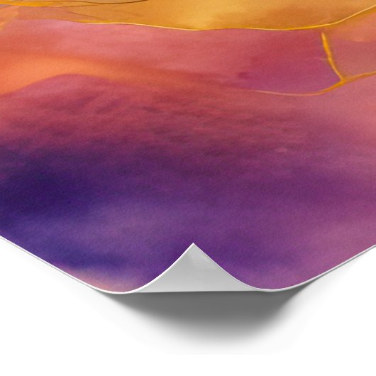 Aquarellfarbene Abstrakte Landschaftsmalerei Gold Poster (Ecke)