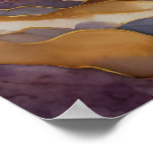 Aquarellfarbene Abstrakte Landschaftsmalerei Gold  Poster (Ecke)