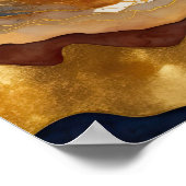 Aquarellfarbene Abstrakte Landschaftsmalerei Gold  Poster (Ecke)