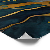 Aquarellfarbene Abstrakte Landschaftsmalerei Gold Poster (Ecke)